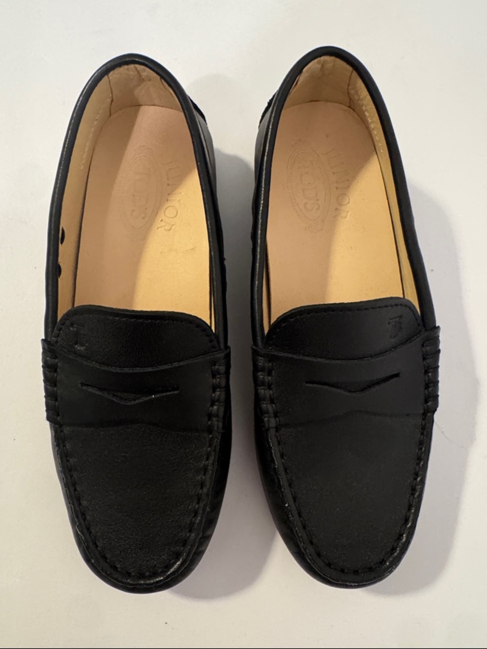TOD’S Junior Nuovo Boys Black Leather Drivers—sz 13